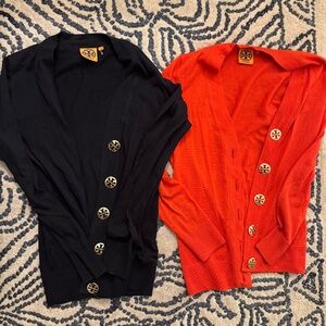 Tory Burch navy and orange cardigans, XS